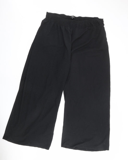 Simply Be Womens Black Polyester Capri Trousers Size 24 L28 in Regular
