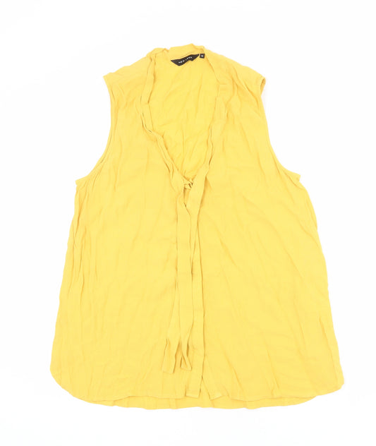 New Look Womens Yellow Viscose Basic Blouse Size 16 V-Neck