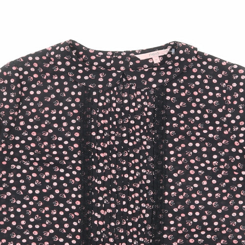 NEXT Womens Black Geometric Polyester Basic Blouse Size 10 Collared