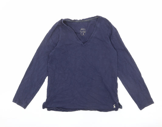 Joules Womens Blue 100% Cotton Basic T-Shirt Size 8 V-Neck