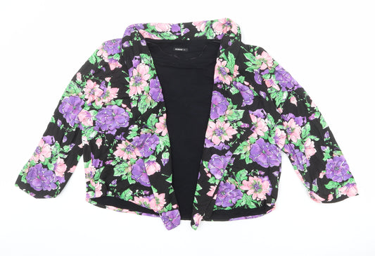 Roman Womens Black Floral Viscose Jacket Blazer Size 22