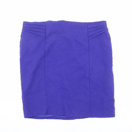 BHS Womens Blue Polyester A-Line Skirt Size 20 Zip