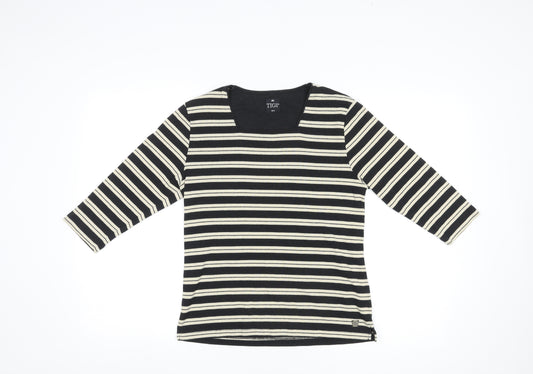 TIGI Womens Multicoloured Striped Polyester Basic T-Shirt Size 10 Square Neck