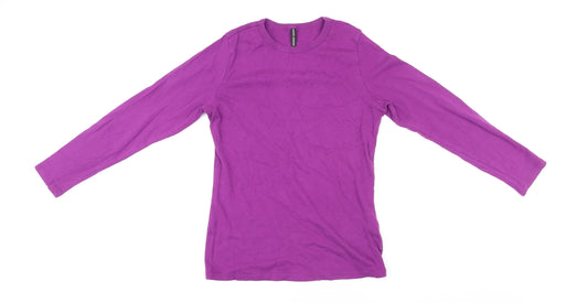 Marks and Spencer Womens Purple Cotton Basic T-Shirt Size 18 Round Neck