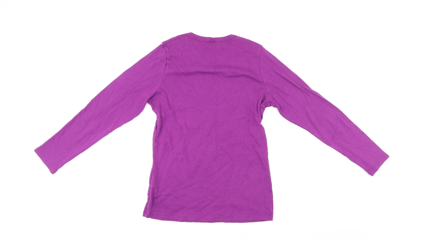 Marks and Spencer Womens Purple Cotton Basic T-Shirt Size 18 Round Neck