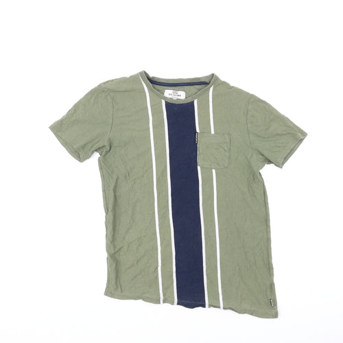 Ben Sherman Boys Multicoloured Striped Polyester Basic T-Shirt Size 14-15 Years Round Neck Pullover