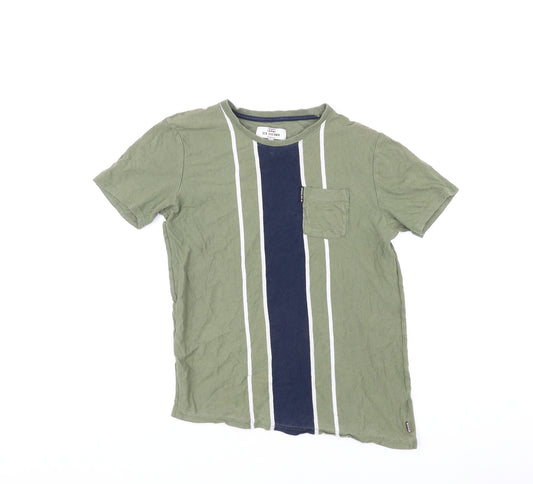 Ben Sherman Boys Multicoloured Striped Polyester Basic T-Shirt Size 14-15 Years Round Neck Pullover