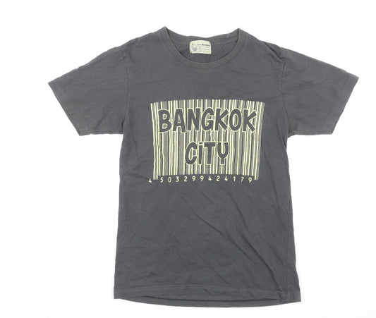 It's Monkey Mens Grey Cotton T-Shirt Size S Crew Neck - Bangkok City