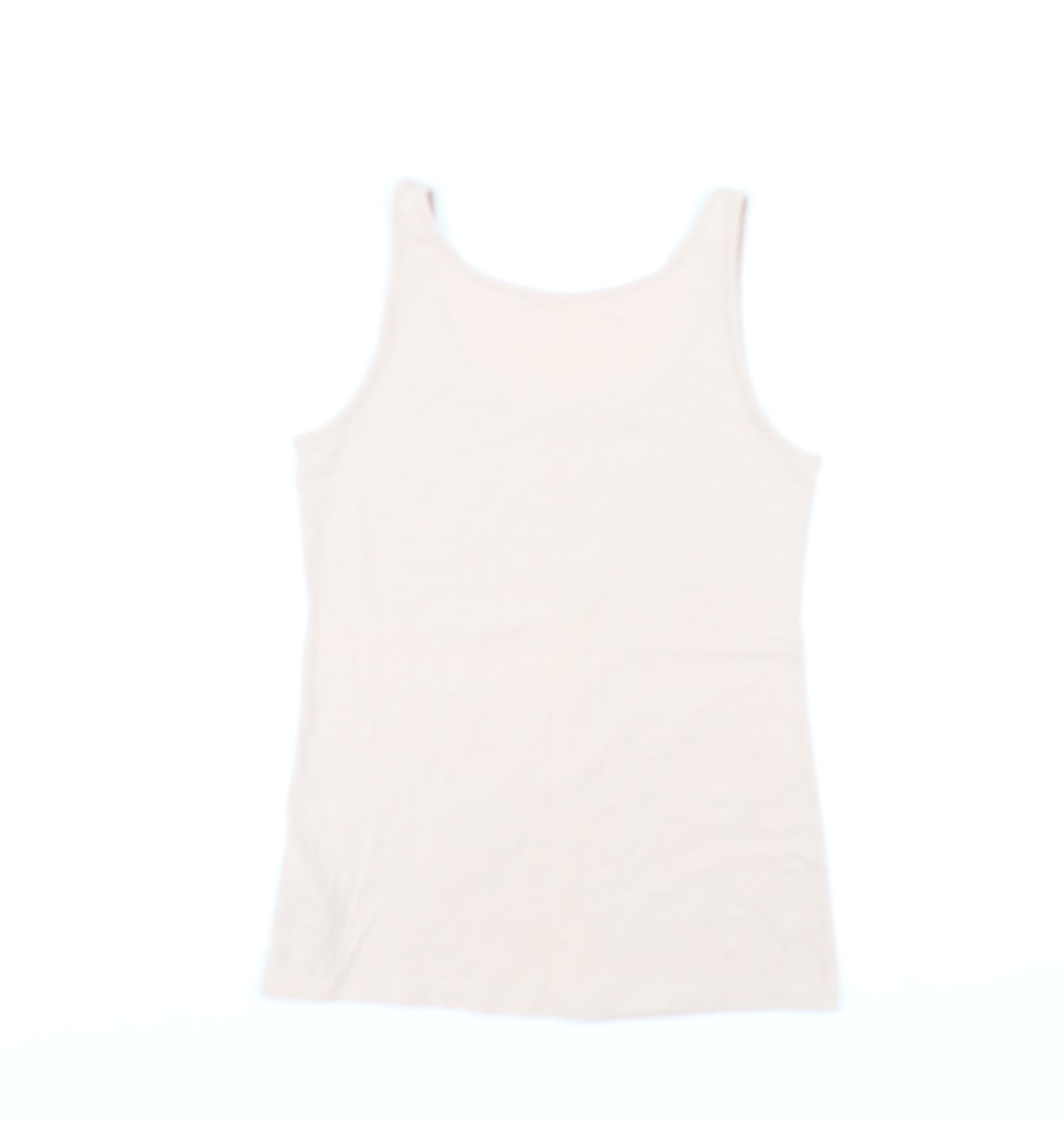 Marks and Spencer Womens Pink Cotton Basic Tank Size 12 Scoop Neck