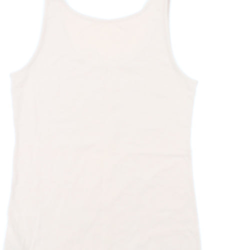 Marks and Spencer Womens Pink Cotton Basic Tank Size 12 Scoop Neck