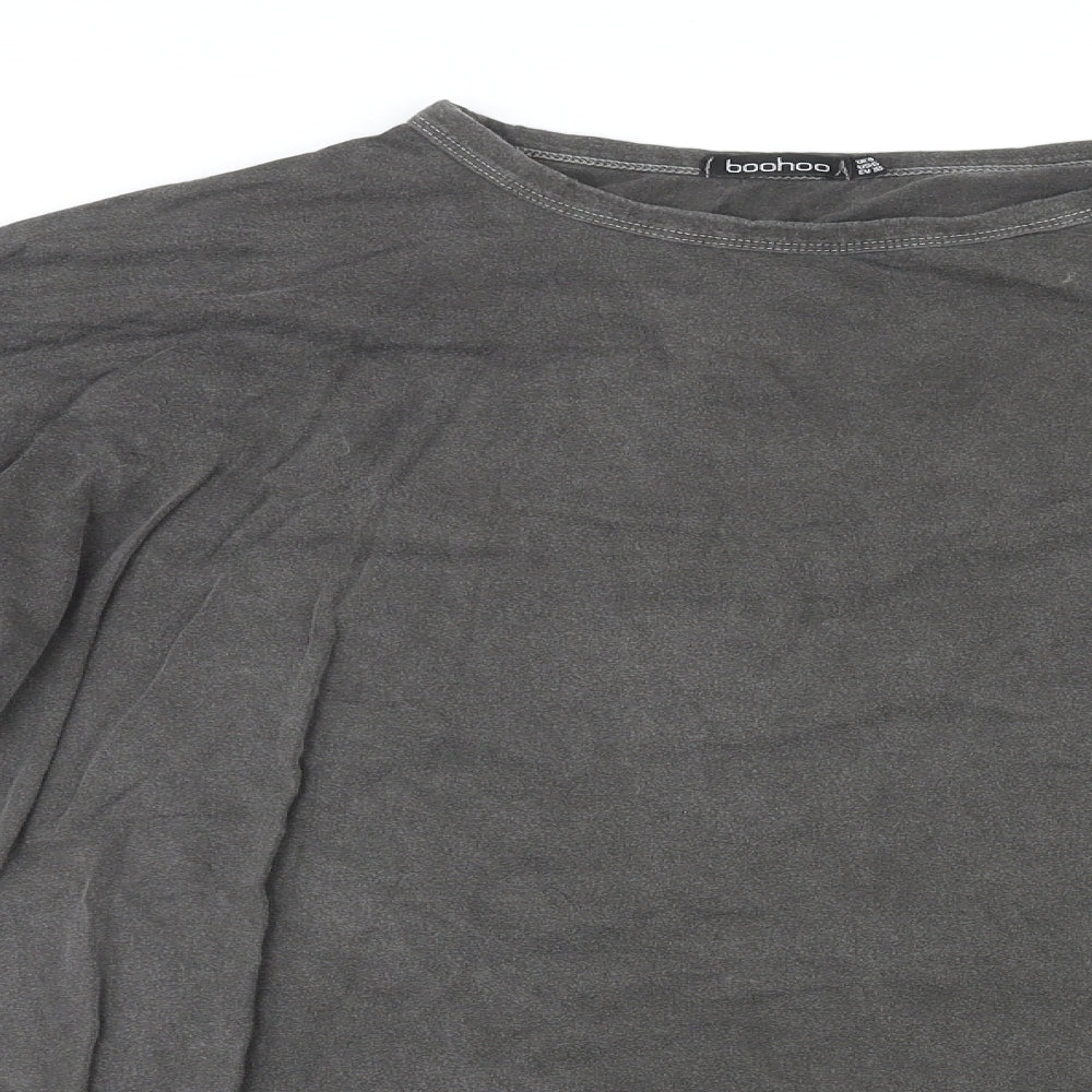 Boohoo Womens Grey Polyester Basic T-Shirt Size 10 Crew Neck - HEY! good