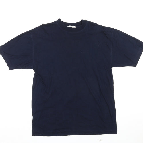 St Michael Mens Blue Cotton T-Shirt Size L Crew Neck