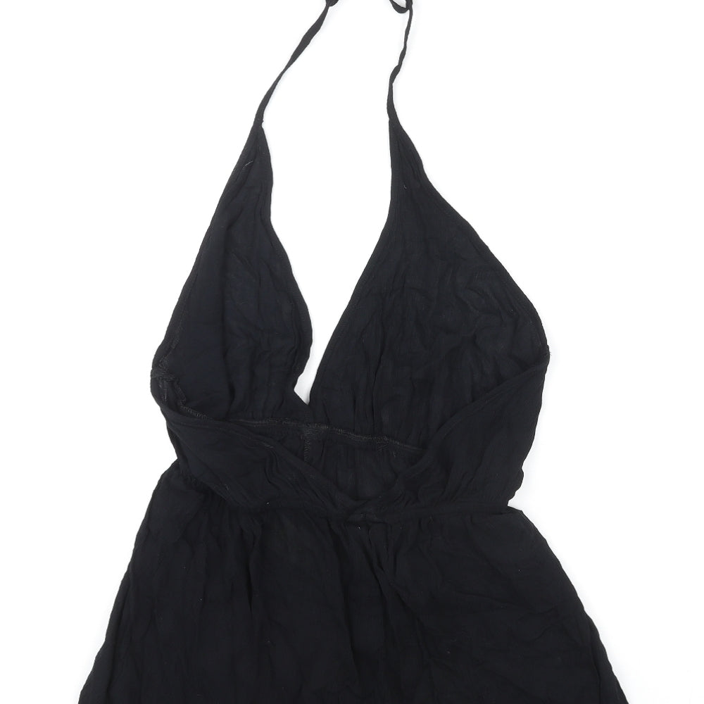 Boohoo Womens Black Viscose Playsuit One-Piece Size M L3 in Tie