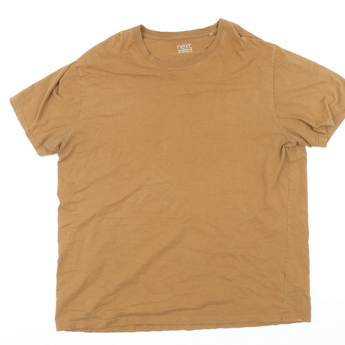 NEXT Mens Brown Cotton T-Shirt Size 2XL Crew Neck