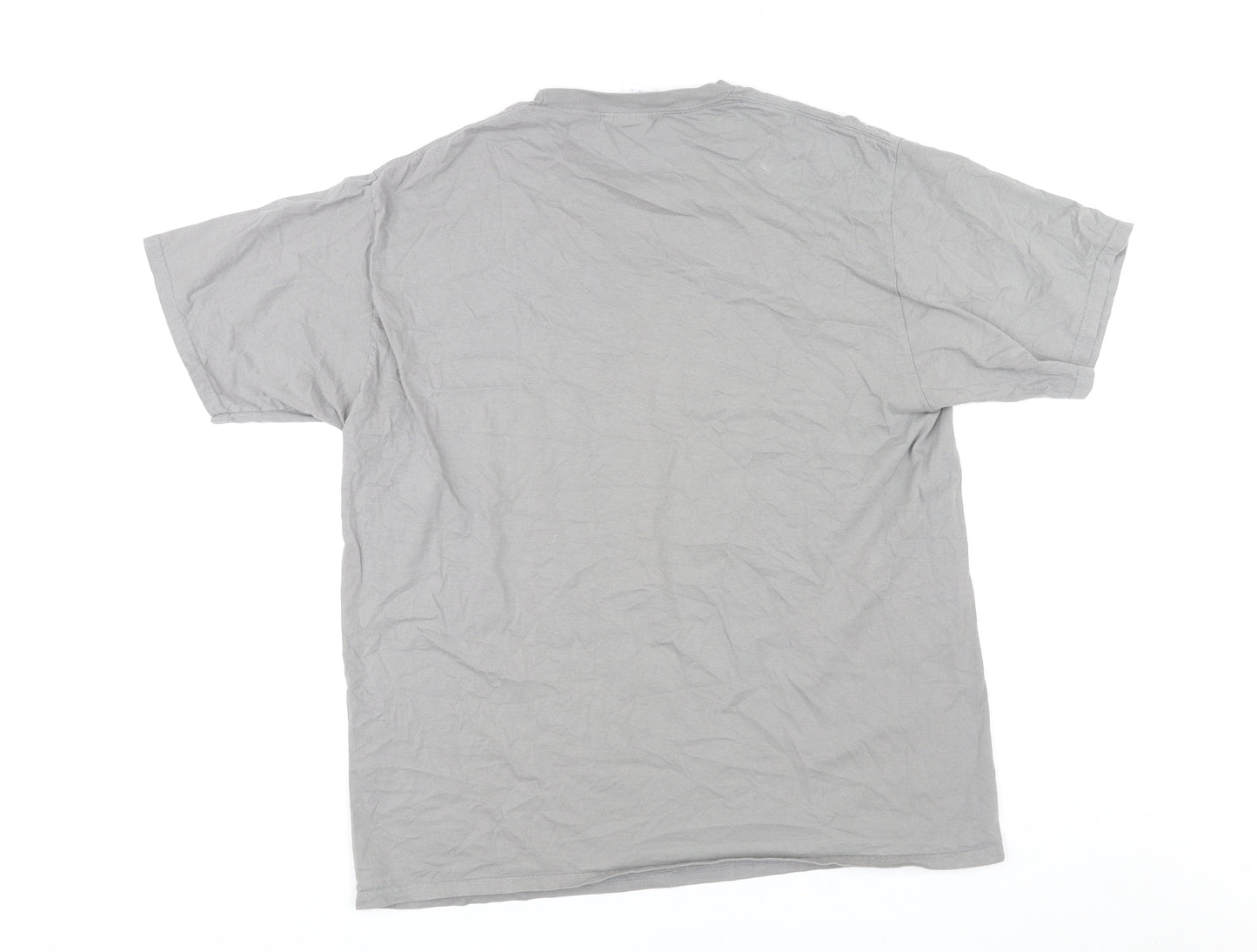 Port & Company Mens Grey Cotton T-Shirt Size XL Crew Neck - Aim Shoot Swear Repeat