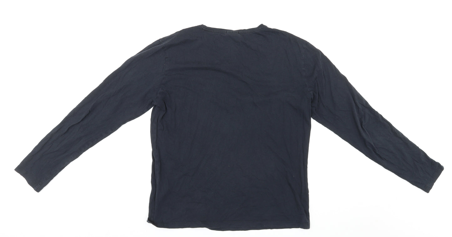 HUGO BOSS Mens Black Cotton T-Shirt Size L V-Neck
