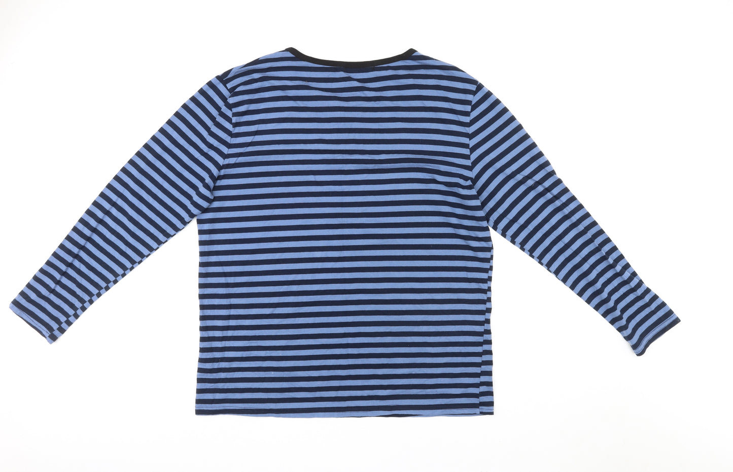 Aibrou Mens Multicoloured Striped Cotton T-Shirt Size XL Round Neck