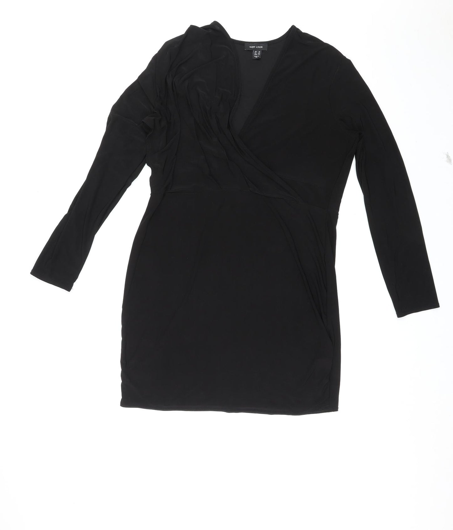 New Look Womens Black Polyester Mini Size 18 V-Neck Pullover