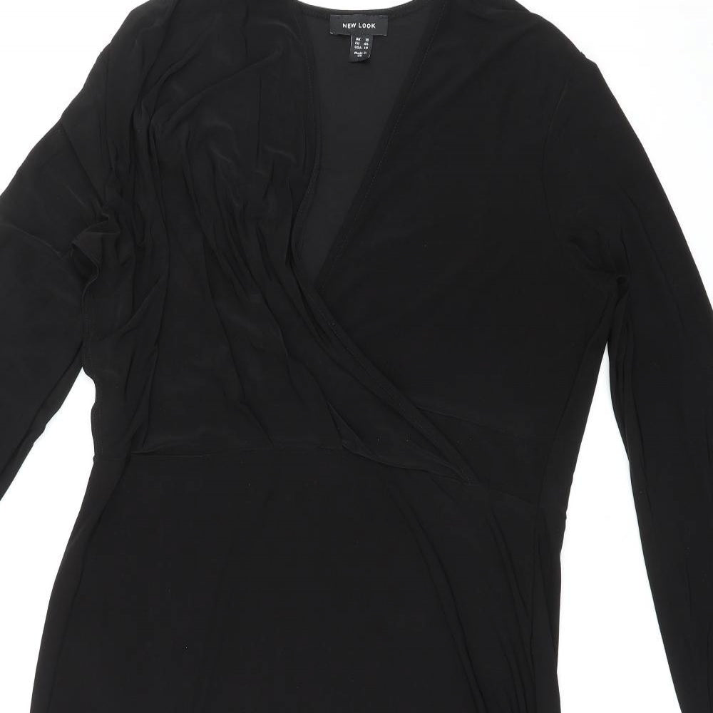 New Look Womens Black Polyester Mini Size 18 V-Neck Pullover