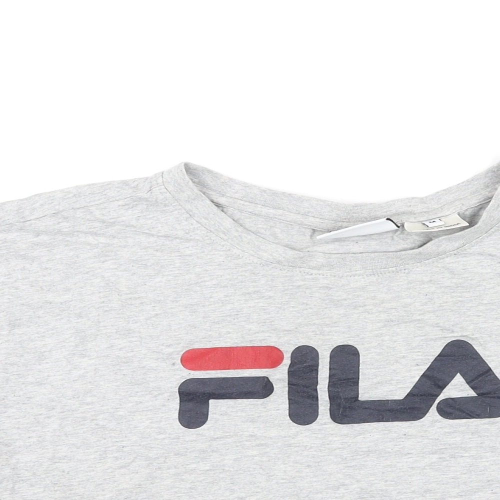 FILA Womens Grey Cotton Basic T-Shirt Size M Round Neck