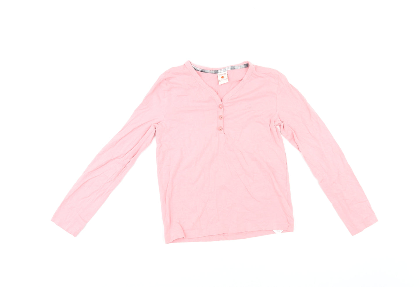 SoulCal&Co Girls Pink Cotton Basic T-Shirt Size 11-12 Years V-Neck Pullover