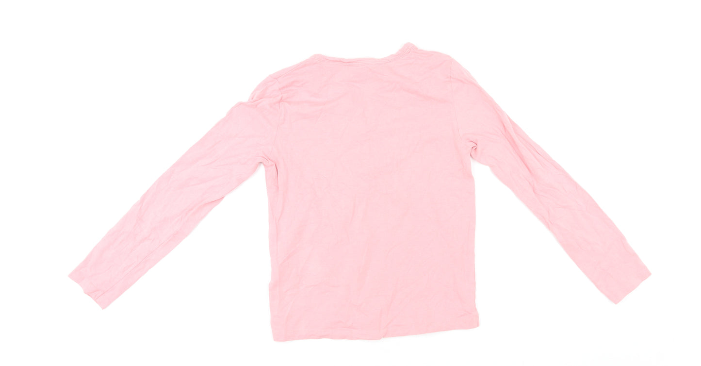 SoulCal&Co Girls Pink Cotton Basic T-Shirt Size 11-12 Years V-Neck Pullover