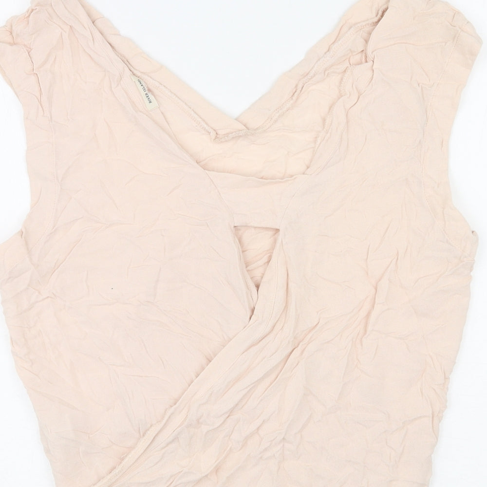 River Island Womens Pink Viscose Cropped Tank Size 14 V-Neck