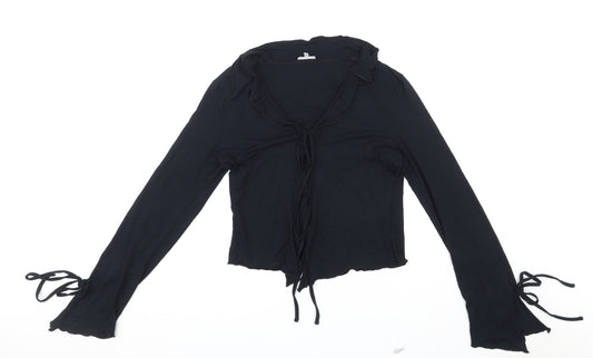 Per Una Womens Black Polyester Basic Blouse Size 12 V-Neck