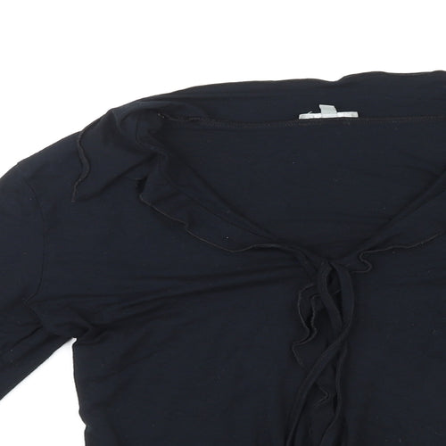 Per Una Womens Black Polyester Basic Blouse Size 12 V-Neck