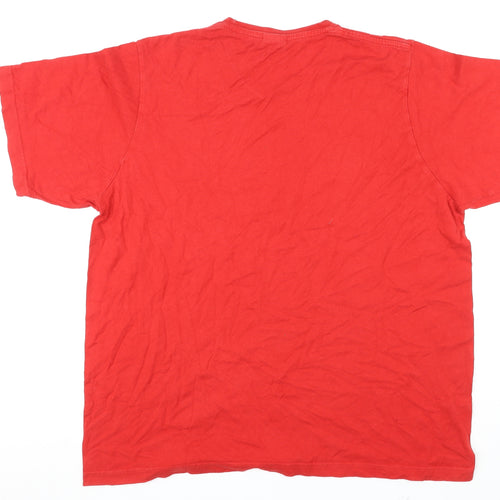 adidas Mens Red Cotton T-Shirt Size 2XL Round Neck