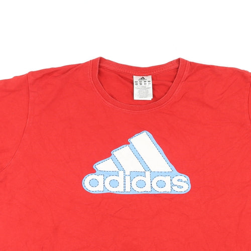 adidas Mens Red Cotton T-Shirt Size 2XL Round Neck