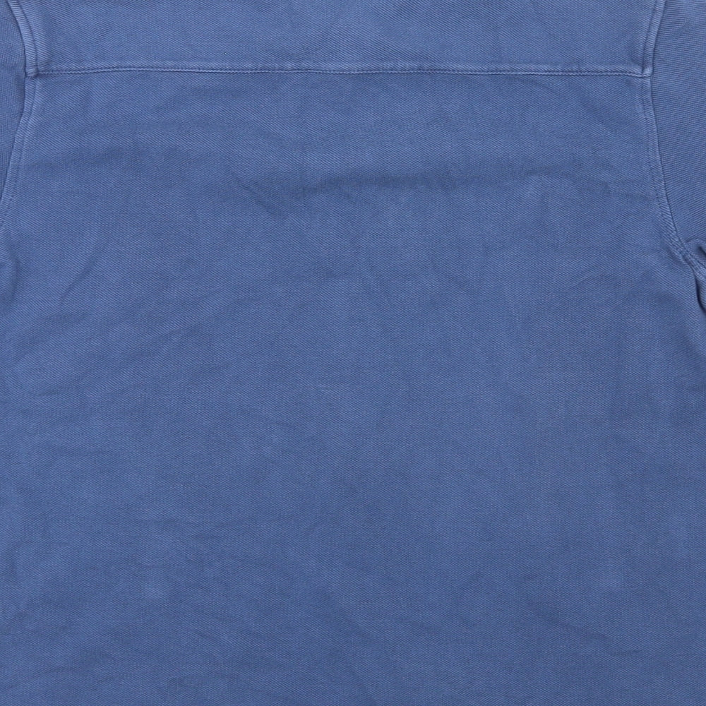 Zara Womens Blue Cotton Basic Button-Up Size 10 Collared