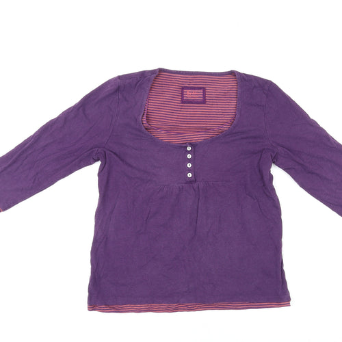 Boden Womens Purple Cotton Basic T-Shirt Size 14 Scoop Neck