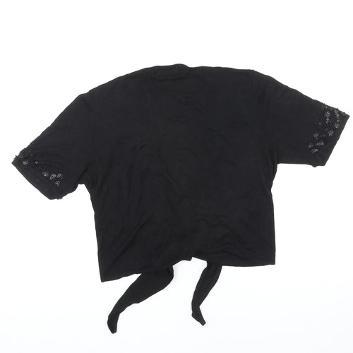 Kaliko Womens Black Viscose Basic T-Shirt Size 18 V-Neck - Sequins