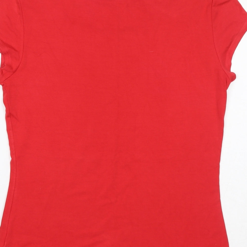 Ted Baker Womens Red Viscose Basic T-Shirt Size 14 Round Neck