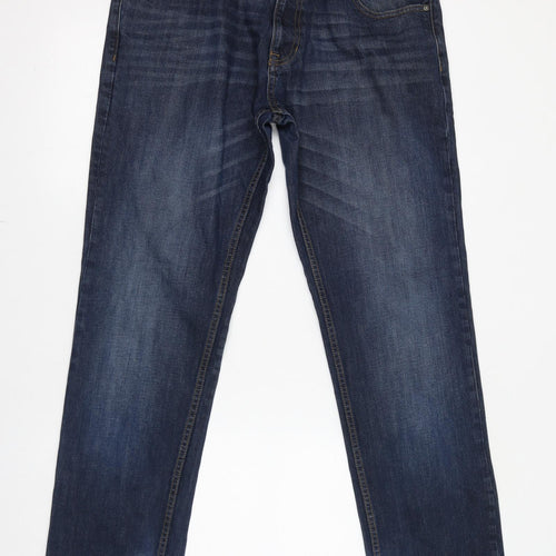 NEXT Mens Blue Cotton Straight Jeans Size 34 in L33 in Regular Zip