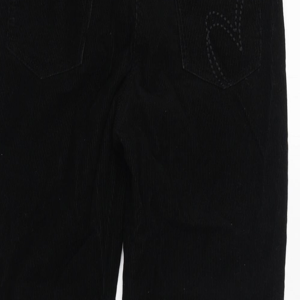 Per Una Womens Black Cotton Trousers Size 10 L25 in Regular Zip