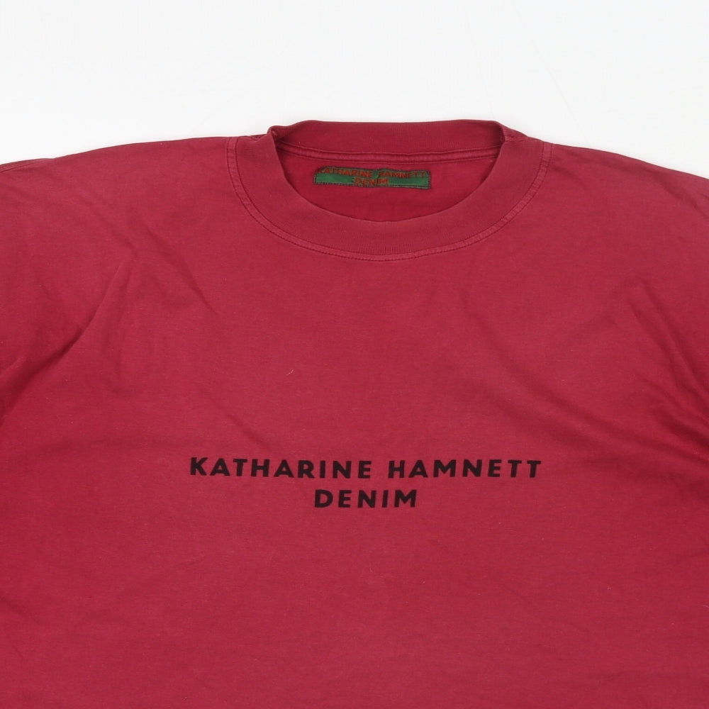 Katherine Hamnett Womens Red 100% Cotton Basic T-Shirt Size M Crew Neck - Katherine Hamnett Denim