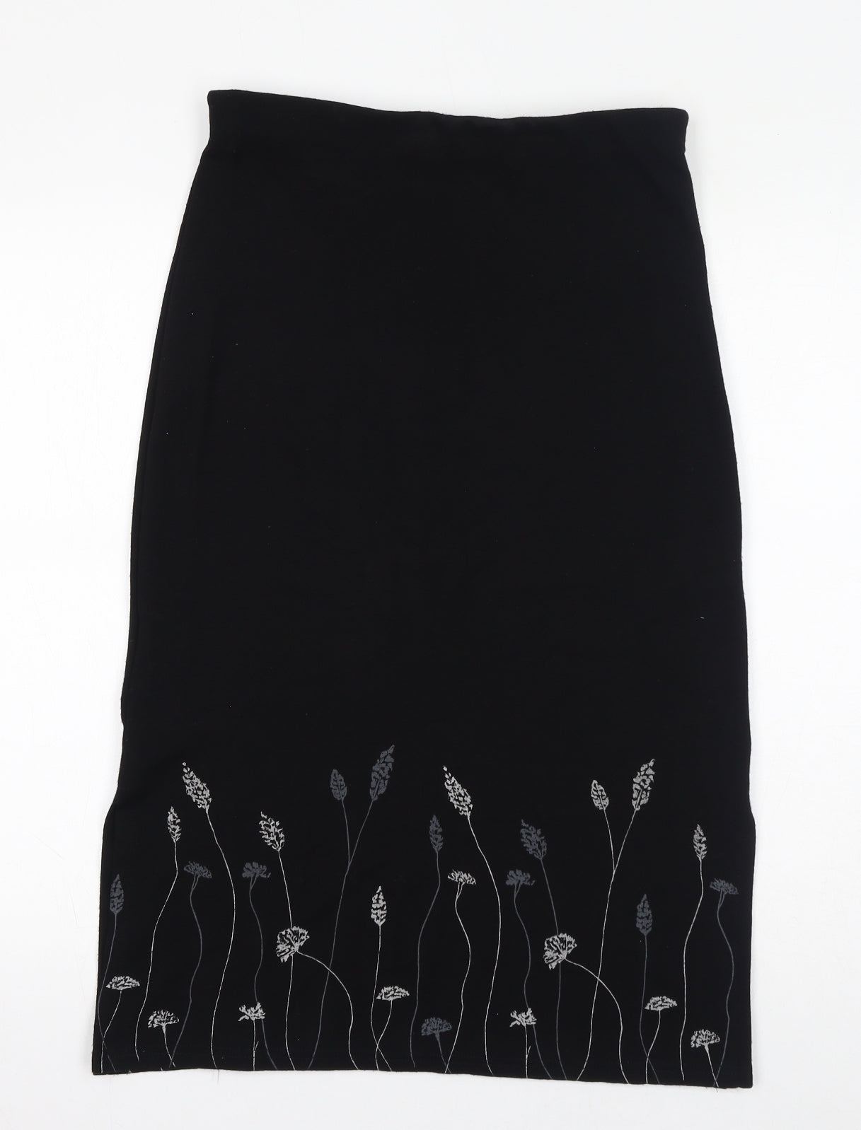 Kaleidoscope Womens Black Viscose A-Line Skirt Size 14 - Flower Embroidery