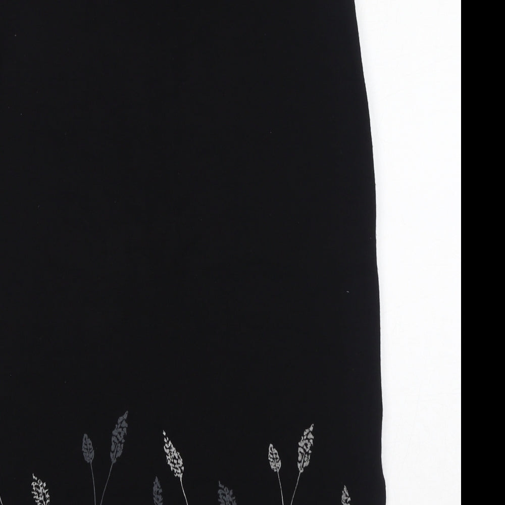 Kaleidoscope Womens Black Viscose A-Line Skirt Size 14 - Flower Embroidery