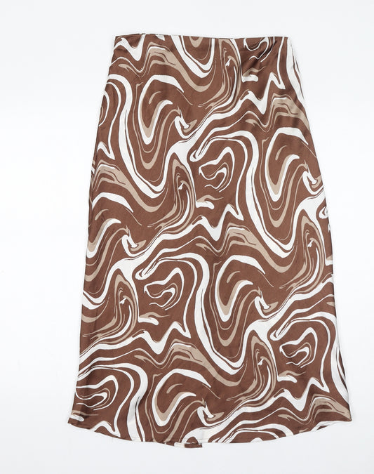 Hollister Womens Brown Geometric Polyester A-Line Skirt Size M Zip