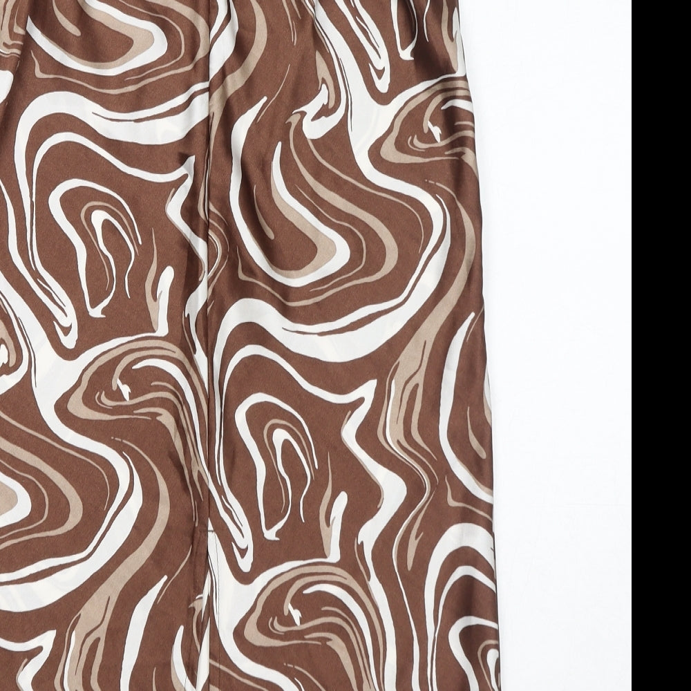 Hollister Womens Brown Geometric Polyester A-Line Skirt Size M Zip