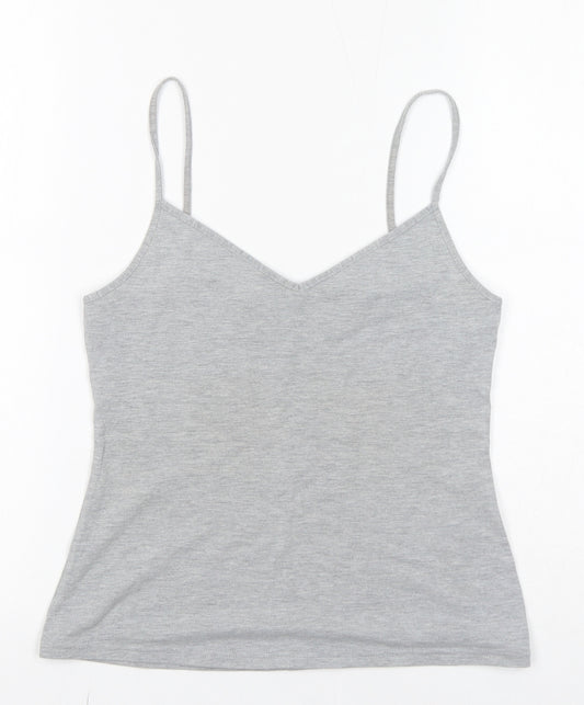 Marks and Spencer Womens Grey Cotton Camisole Tank Size 12 Sweetheart
