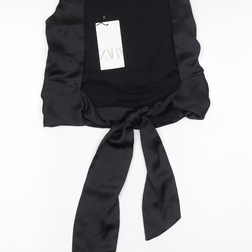 Zara Womens Black Polyester Basic Tank Size XS Square Neck