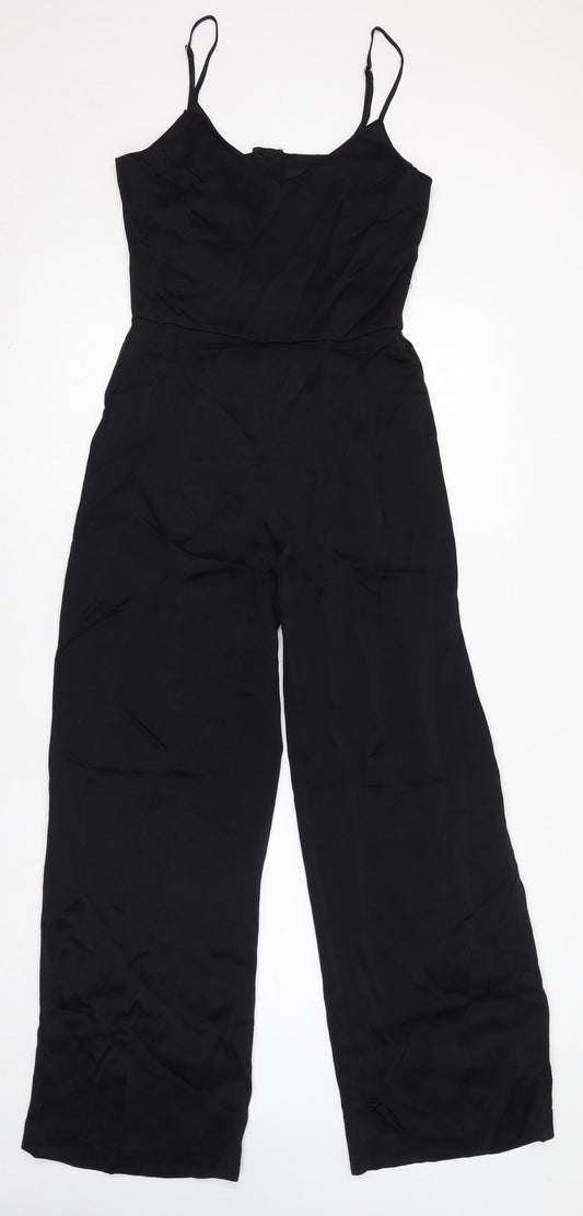 H&M Womens Black Viscose Jumpsuit One-Piece Size 8 L28 in Zip