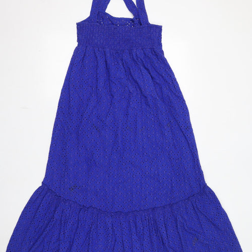 Cecile Womens Blue Geometric Viscose Tank Dress Size S Square Neck Pullover