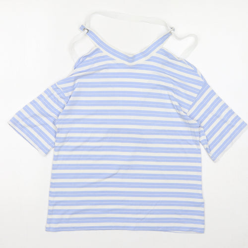 Limited Edition Womens Blue Striped Viscose Basic Blouse Size 10 Halter