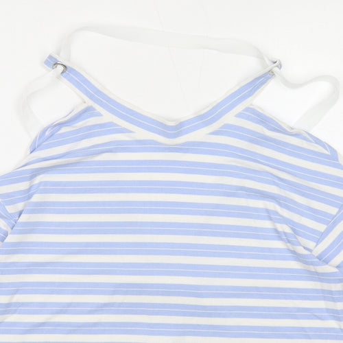 Limited Edition Womens Blue Striped Viscose Basic Blouse Size 10 Halter