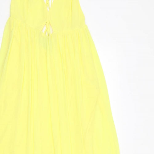 H&M Womens Yellow Polyester Maxi Size 6 V-Neck Zip