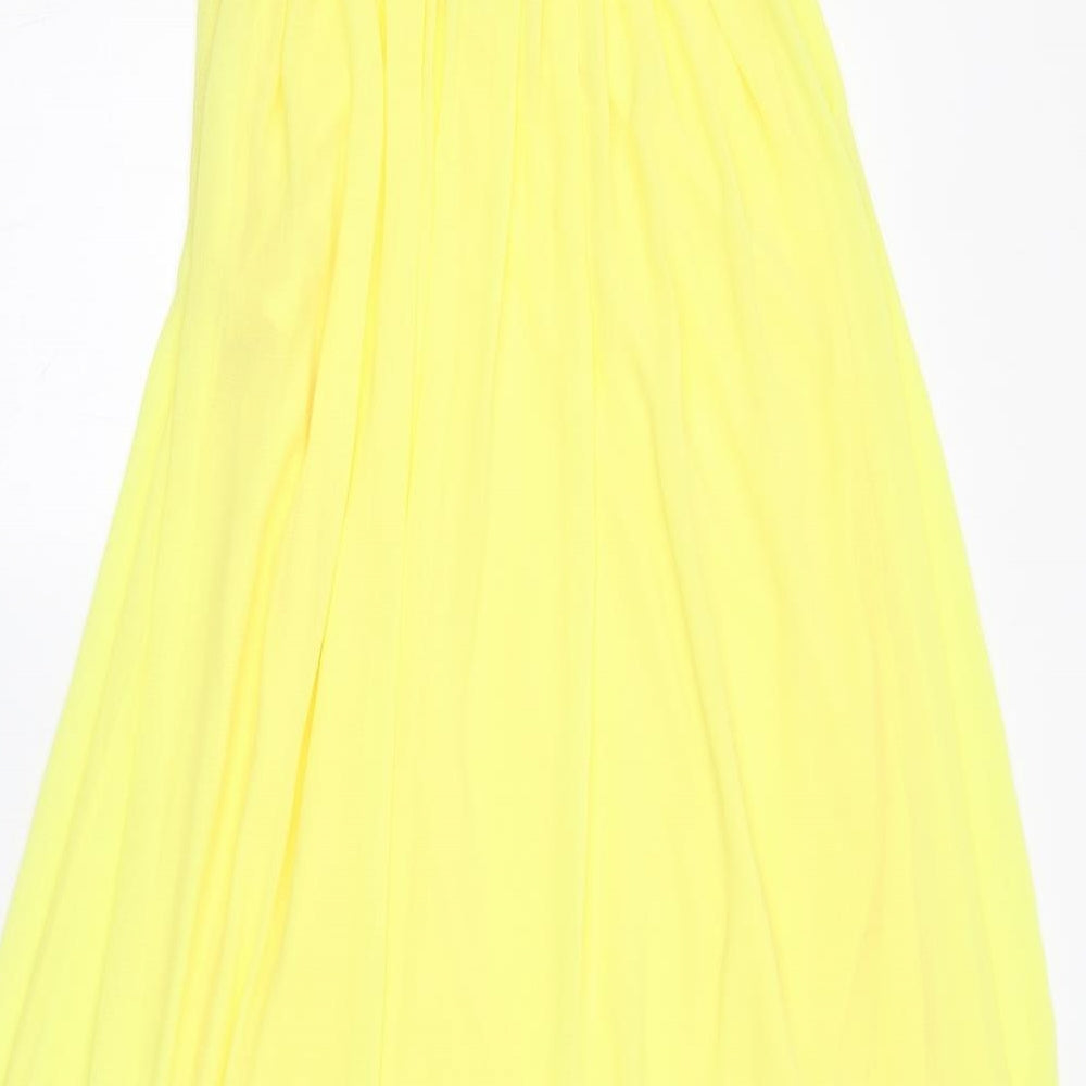 H&M Womens Yellow Polyester Maxi Size 6 V-Neck Zip